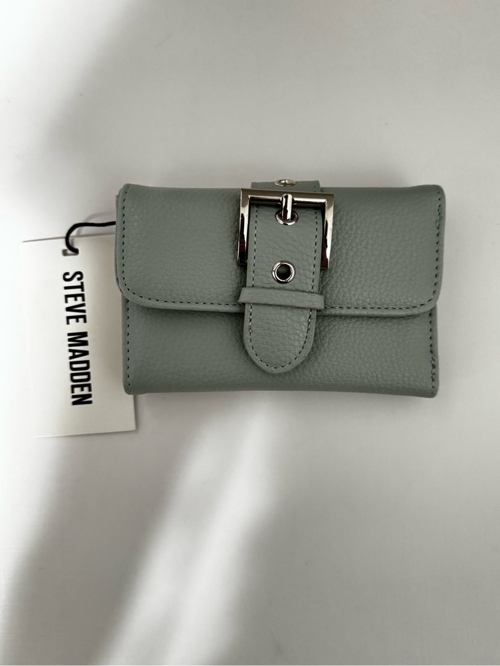 Steve Madden soft blueish green wallet with silver detail